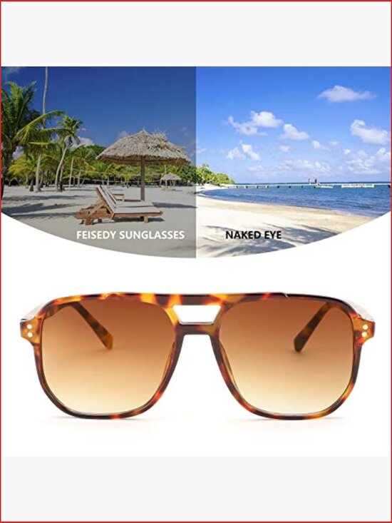 Retro Square Aviator Sunglasses UV400 Protection Plastic Frame main image 7